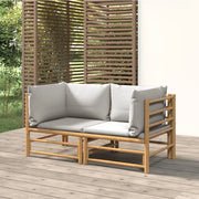 Divani Angolari da Giardino con Cuscini Grigio Chiaro 2pz BambÃ¹cod mxl 102404