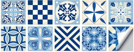 Set di 10 adesivi per pavimento autoadesivi 15 x 15 cm decorazione per pavimento adesivi per parete per casa, bagno, impermeabili in PVC, decorazione per parete in cucina, oliostatici, adatti per soggiorno, cucina, bagno, decorazione.
