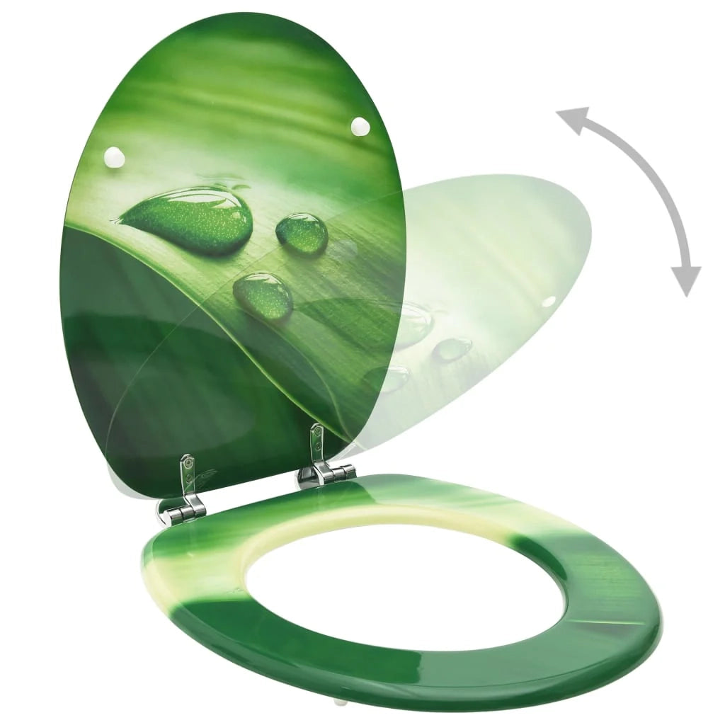 Set di due sedili WC con coperchio MDF verde design gocce d'acqua 02_0002975