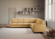 Divano karay 3 posti  (tre sedute da 60cm) + angolo + divano 3 posti (tre sedute da 60cm) misure esterne l.281x281 | ocra - Mobili 2G