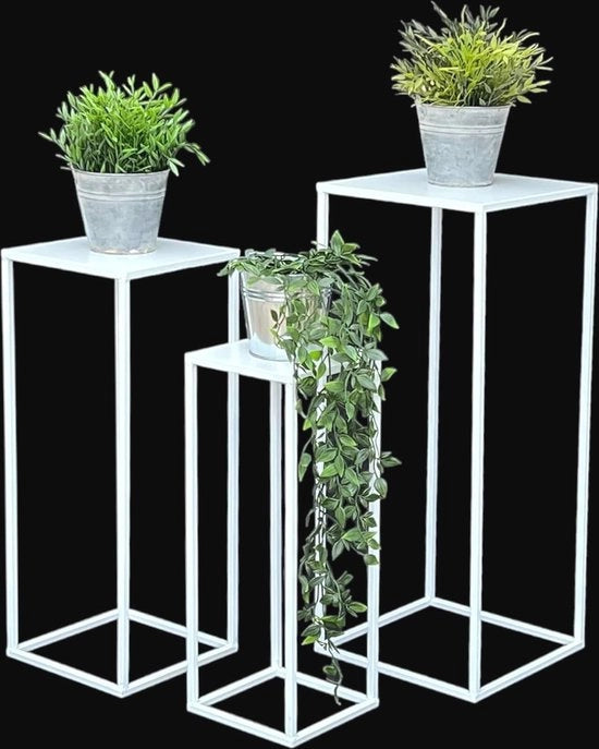 Set di Supporti per Fiori - 3 pezzi di Moderna Scaffalatura per Fiori per Casa e Giardino - Tavolo Supplementare e Colonna per Fiori
