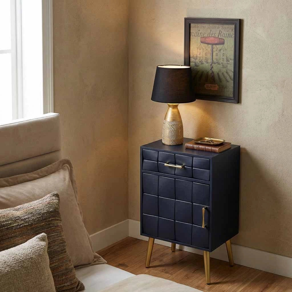 Lampada da tavolo in ceramica dorata 14,5x14,5x35,5h