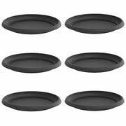 Set di 6 vasi da fiori rotondi moderni per giardino 14 x 2 cm in plastica nera 02_0059344