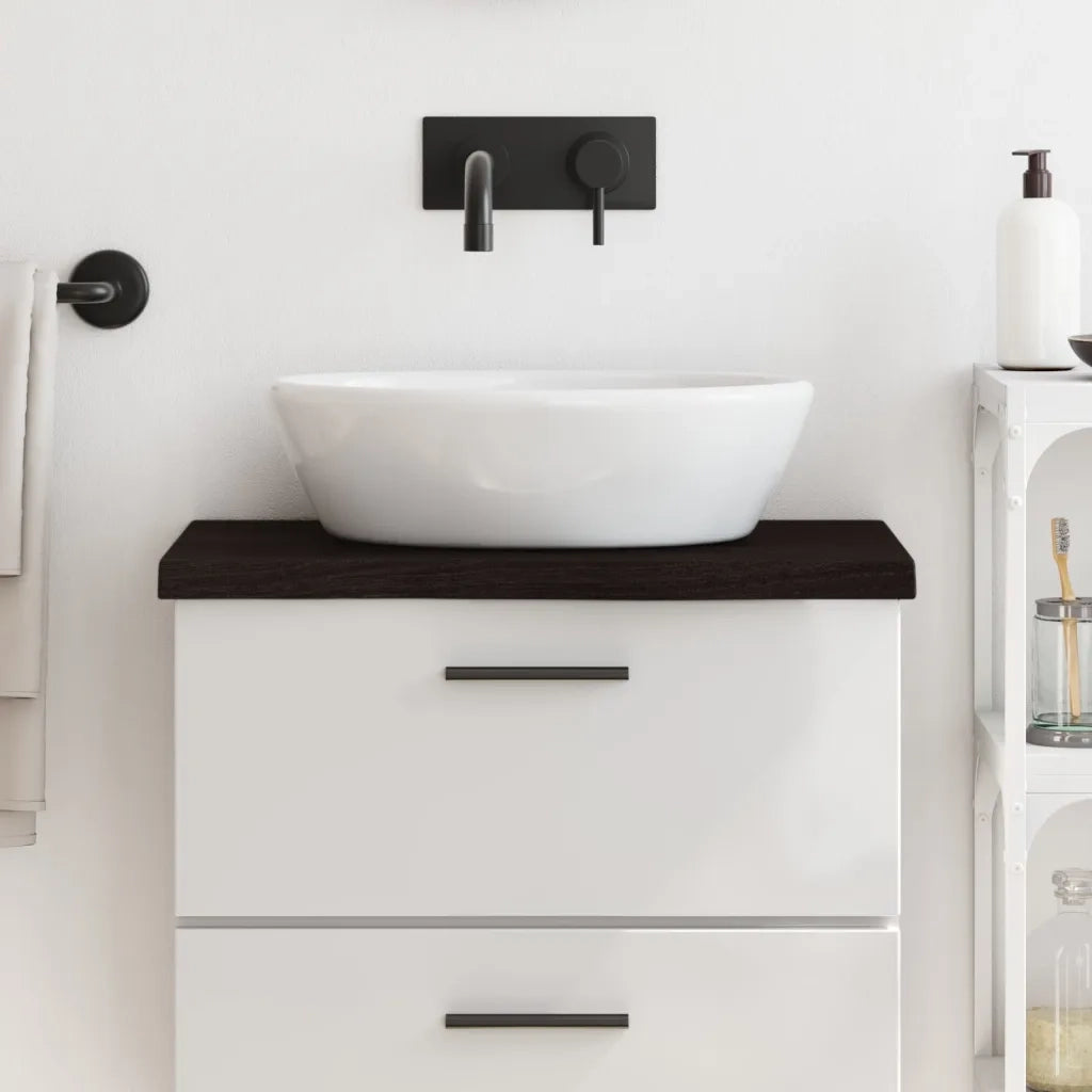 Piano Bagno Marrone Scuro 60x40x(2-4)cm Legno Massello Trattato 3156201