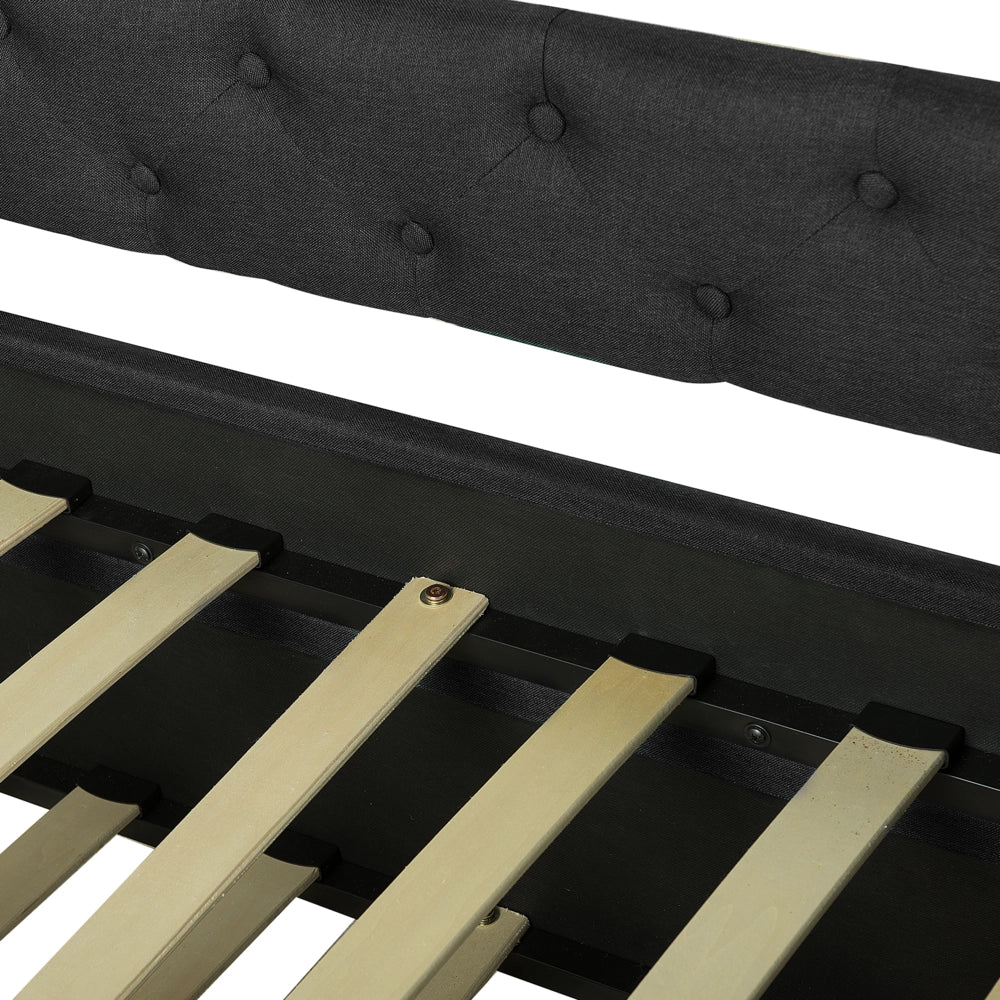 Divano Letto estraibile Rivestimento in tessuto grigio Small Single Size Guest Underbed