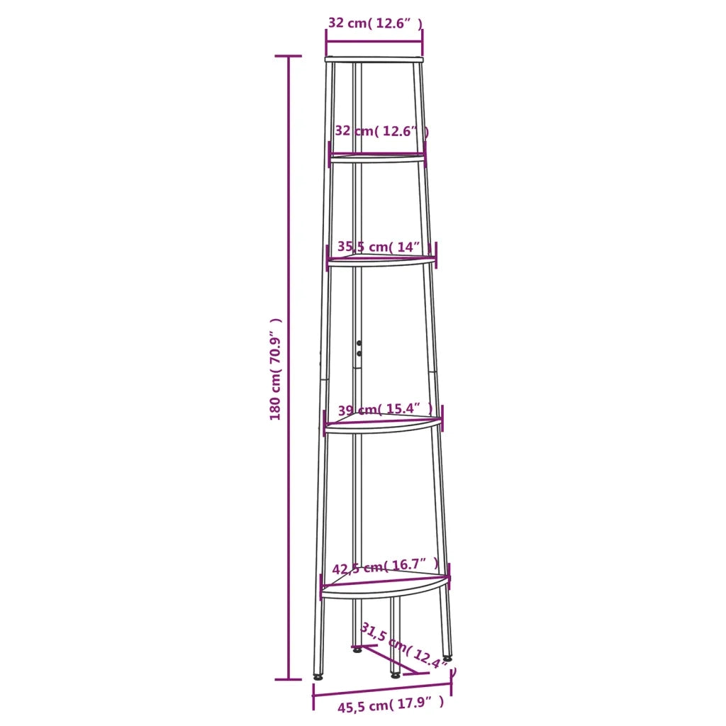 Scaffale Angolare a 5 Livelli Nero 45,5x31,5x180 cm CFW8148039