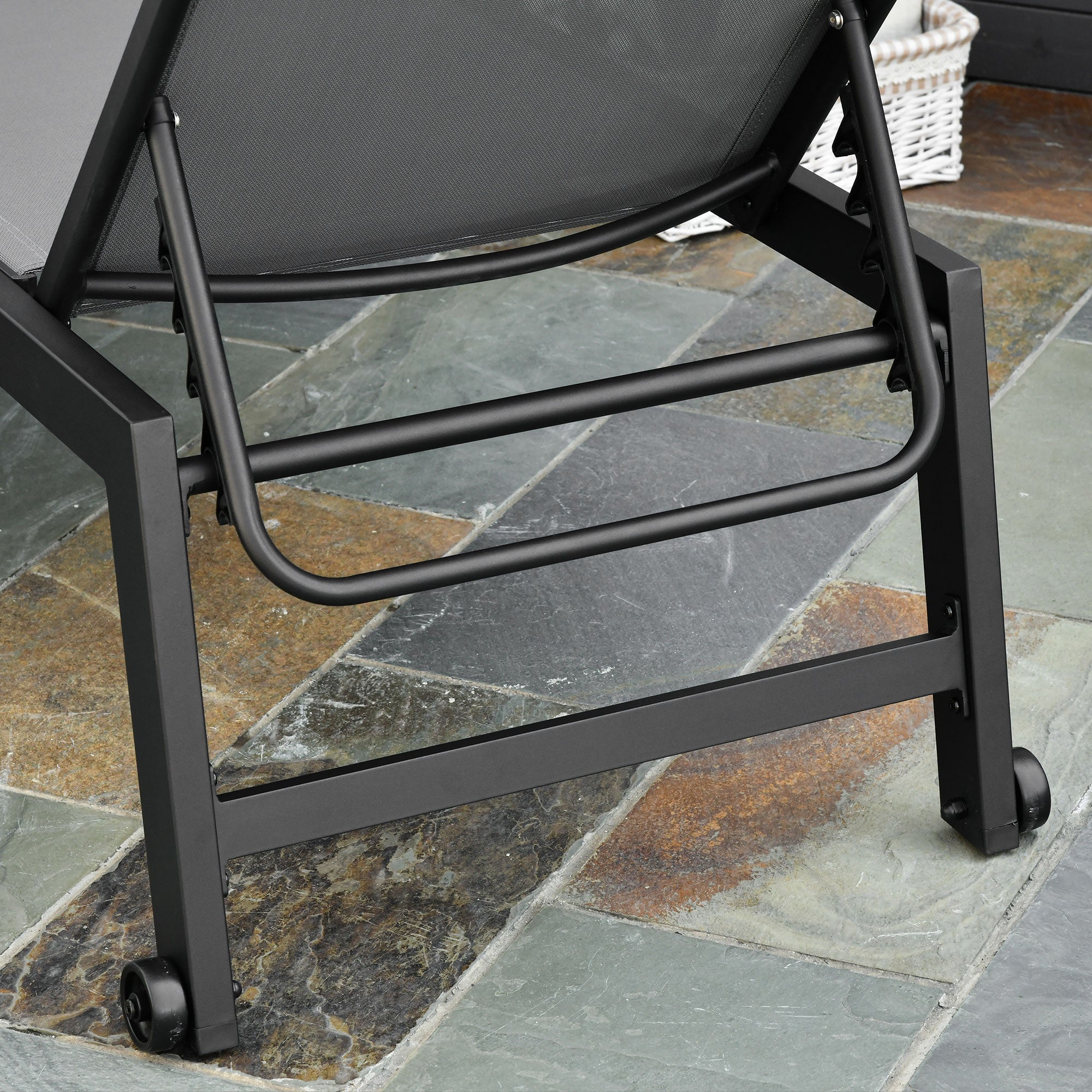 Lettino Prendisole da Giardino 169x65x102 cm  UV Nero e Grigio