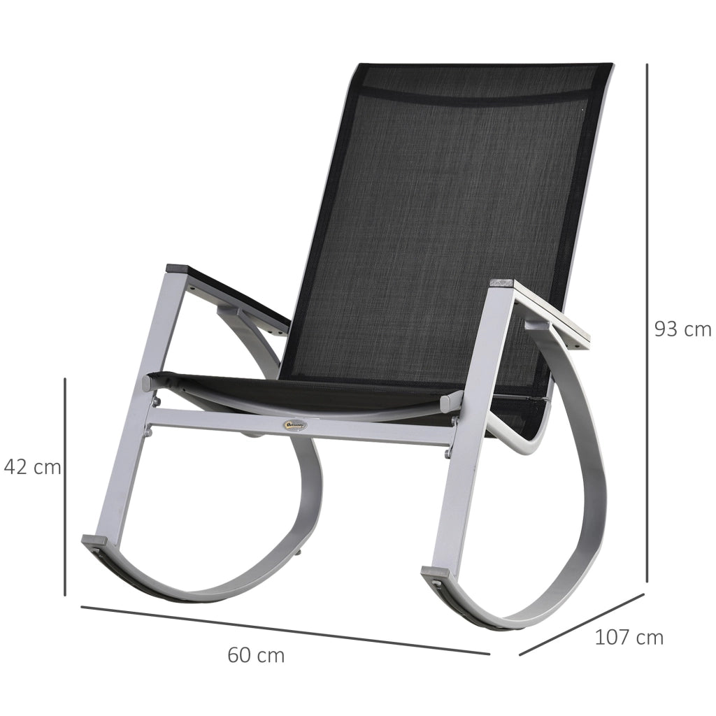 Easycomfort Sedia a Dondolo da Giardino, Sedia a Dondolo per Esterni Impermeabile e Antiruggine, Nera, 107x60x93cm