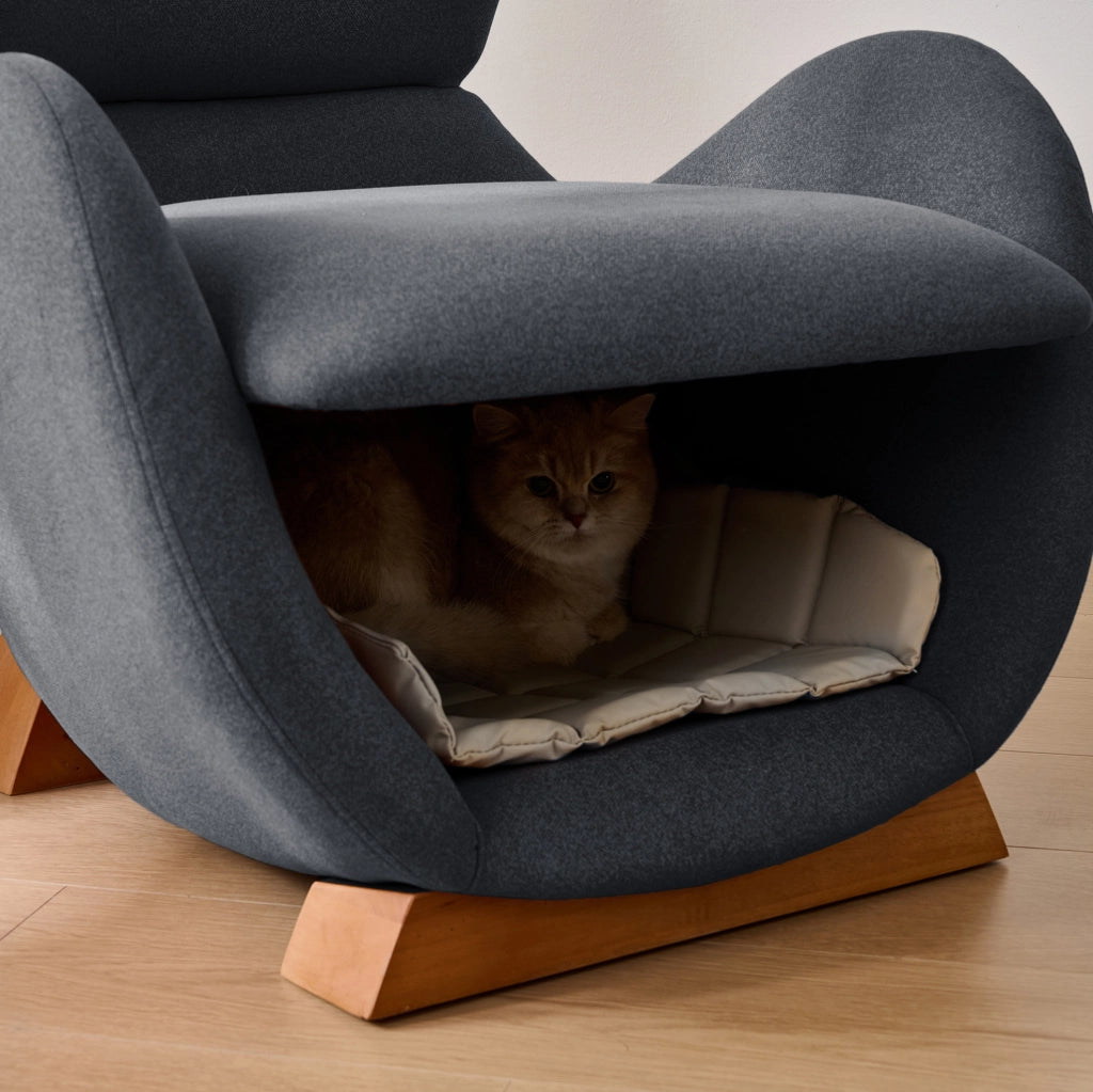 Poltrona lounge design in stile squalo balena con cuccia integrata; 66x69x76 cm; grigio