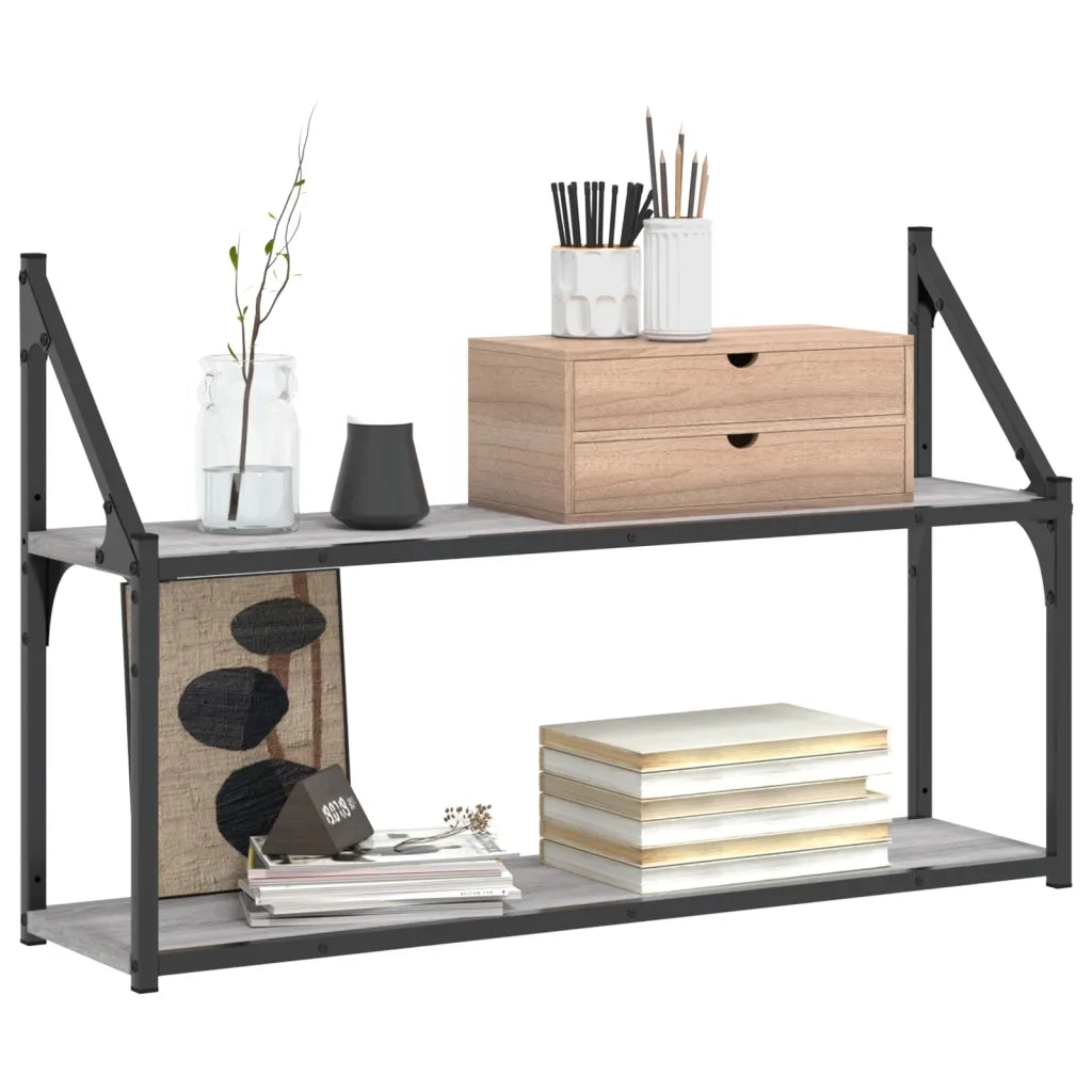 Scaffale Parete 2 Ripiani Grigio Sonoma 80x21x51 cm Multistratocod mxl 83563