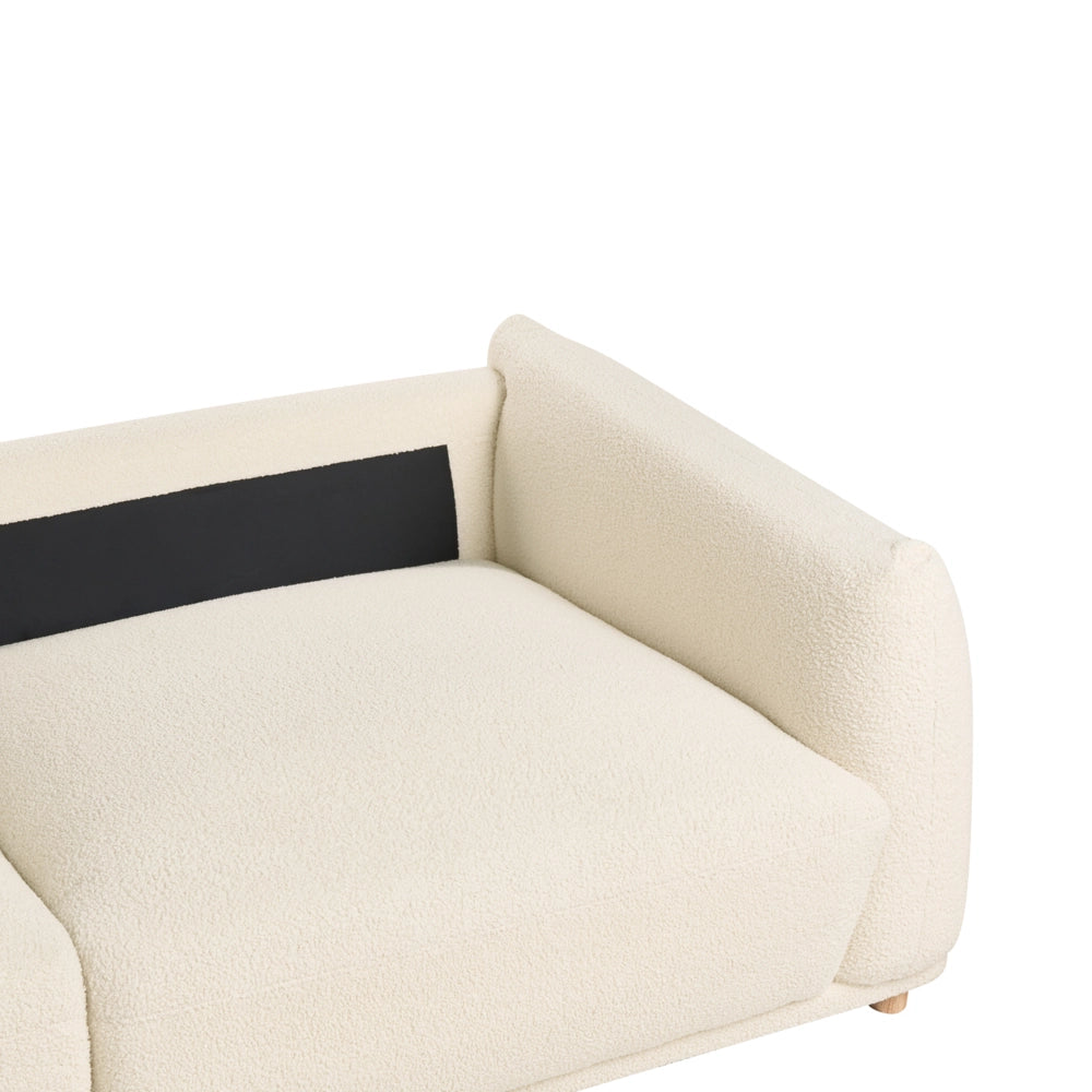 Divano a 3 posti in tessuto bianco sporco con cuscini decorativi e gambe in legno divano moderno per soggiorno