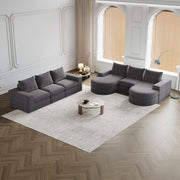 Divano modulare a L con chaise longue - Zephmum- Schiuma compressa, senza telaio