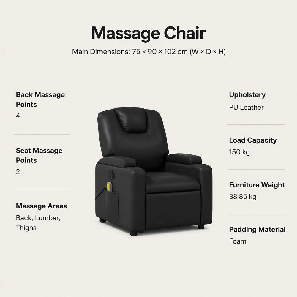 Black Faux Leather Massage Chair