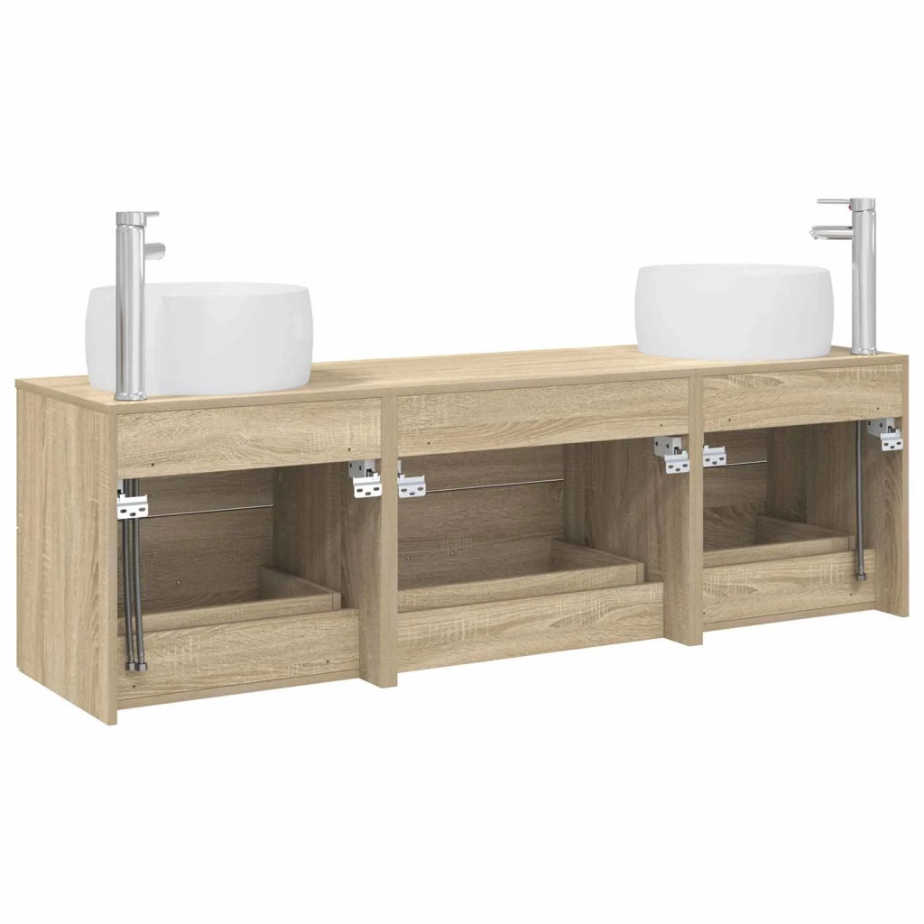 Set di mobili per il bagno 3 pz Rovere Sonoma 3405917
