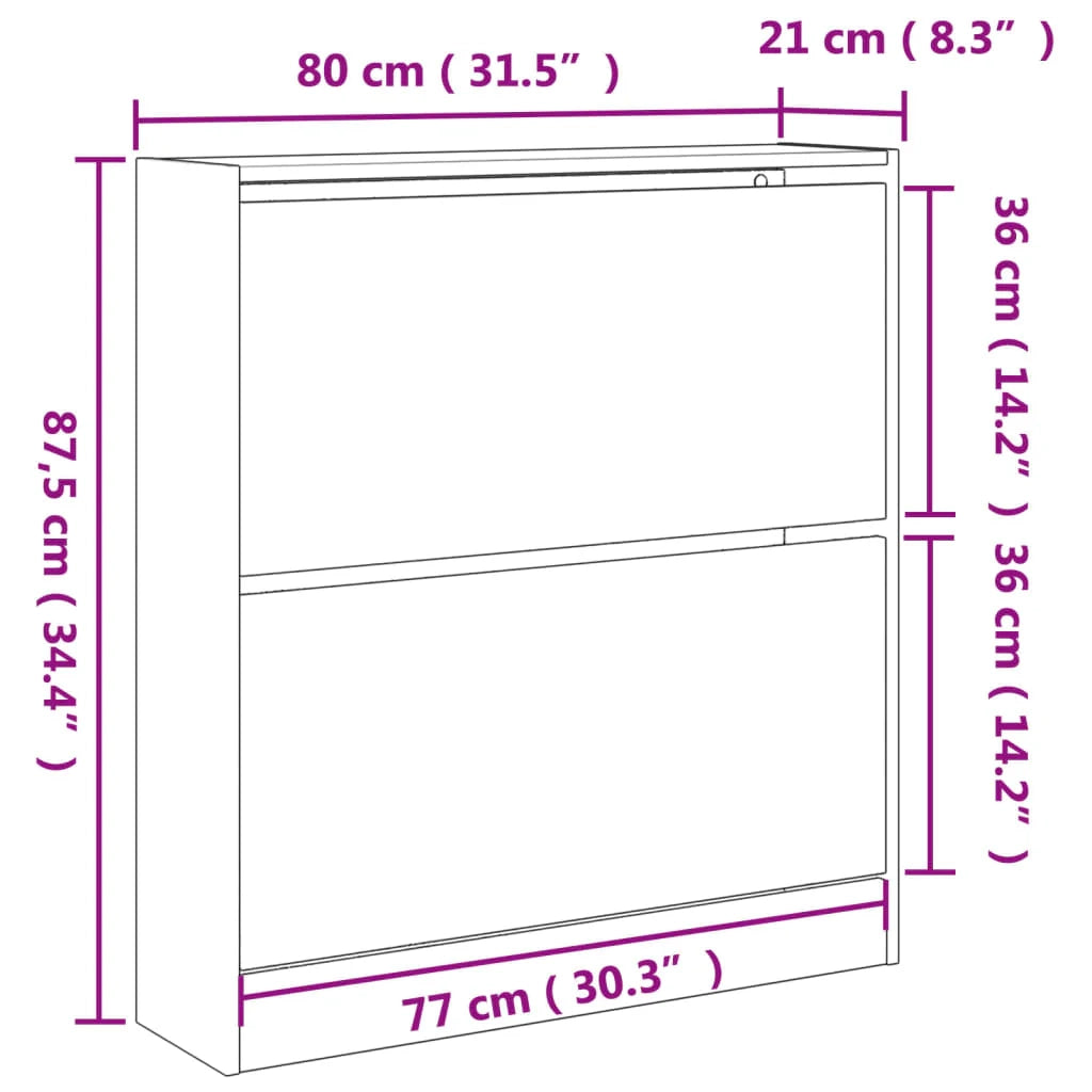 Scarpiera mobiletto portascarpe mobile per ingresso/corridoio/soggiorno 80 x 21 x 87,5 cm legno ingegnerizzato marrone 02_0021590