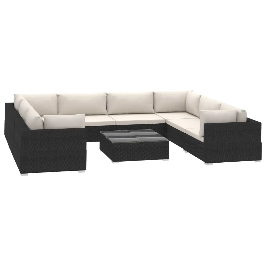 Set Divani da Giardino 9 pz con Cuscini in Polyrattan Nero cod mxl 70436