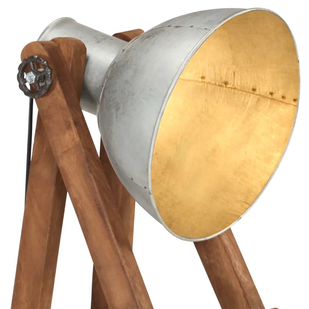 Lampada da Pavimento Argento E27 in Legno Massello di Mango CFW9210167
