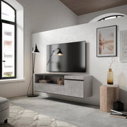 Mobile TV Soggiorno, 150x35x45cm, Per TV fino a 65", da appendere, grigio cemento RF2465
