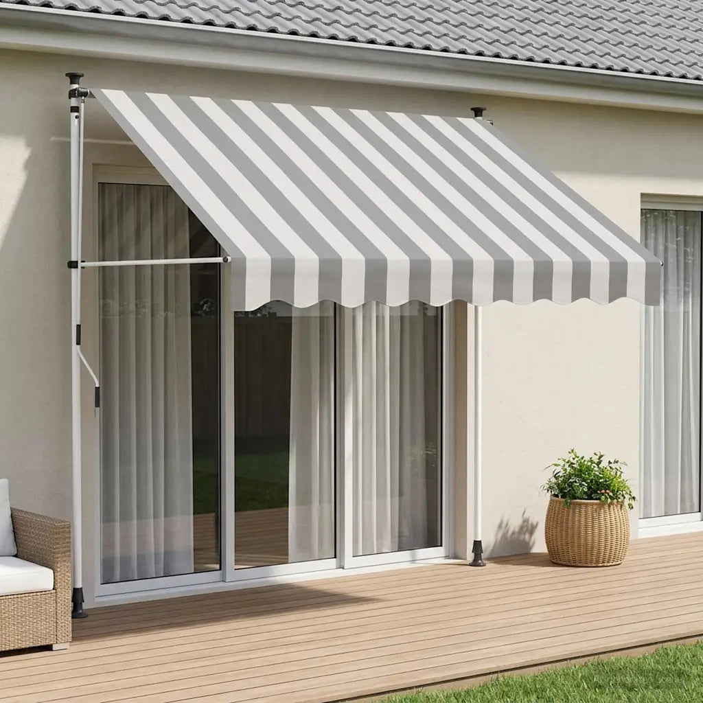 Tenda retrattile manuale Antracite e Bianco 400 cm 42037029