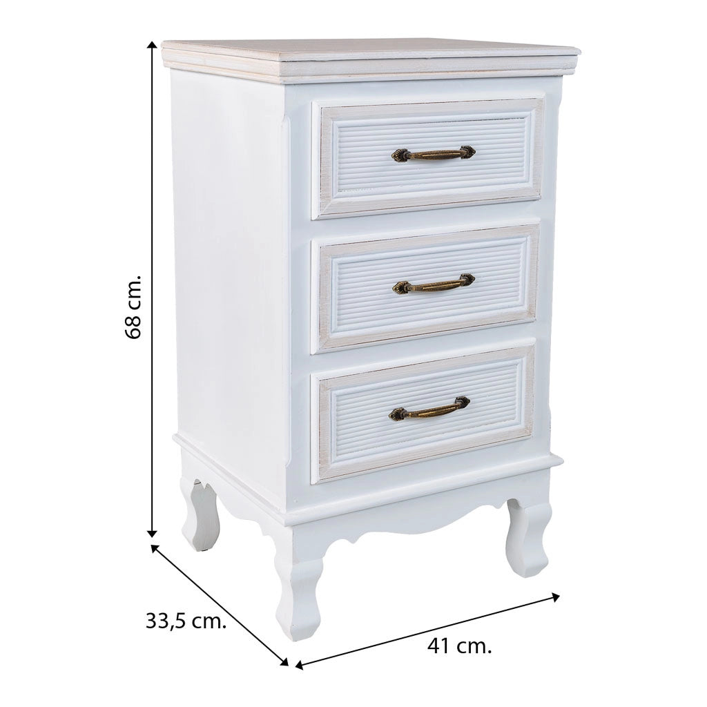 Comodino in legno bianco 40x29x42