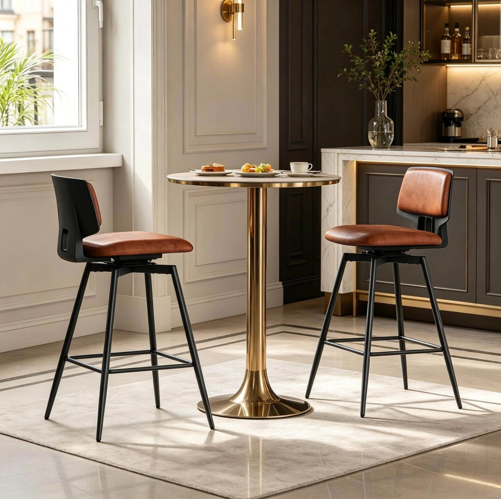 Set di 2 sgabelli da bar 45,5x45,5x89 cm in similpelle marrone per cucina –