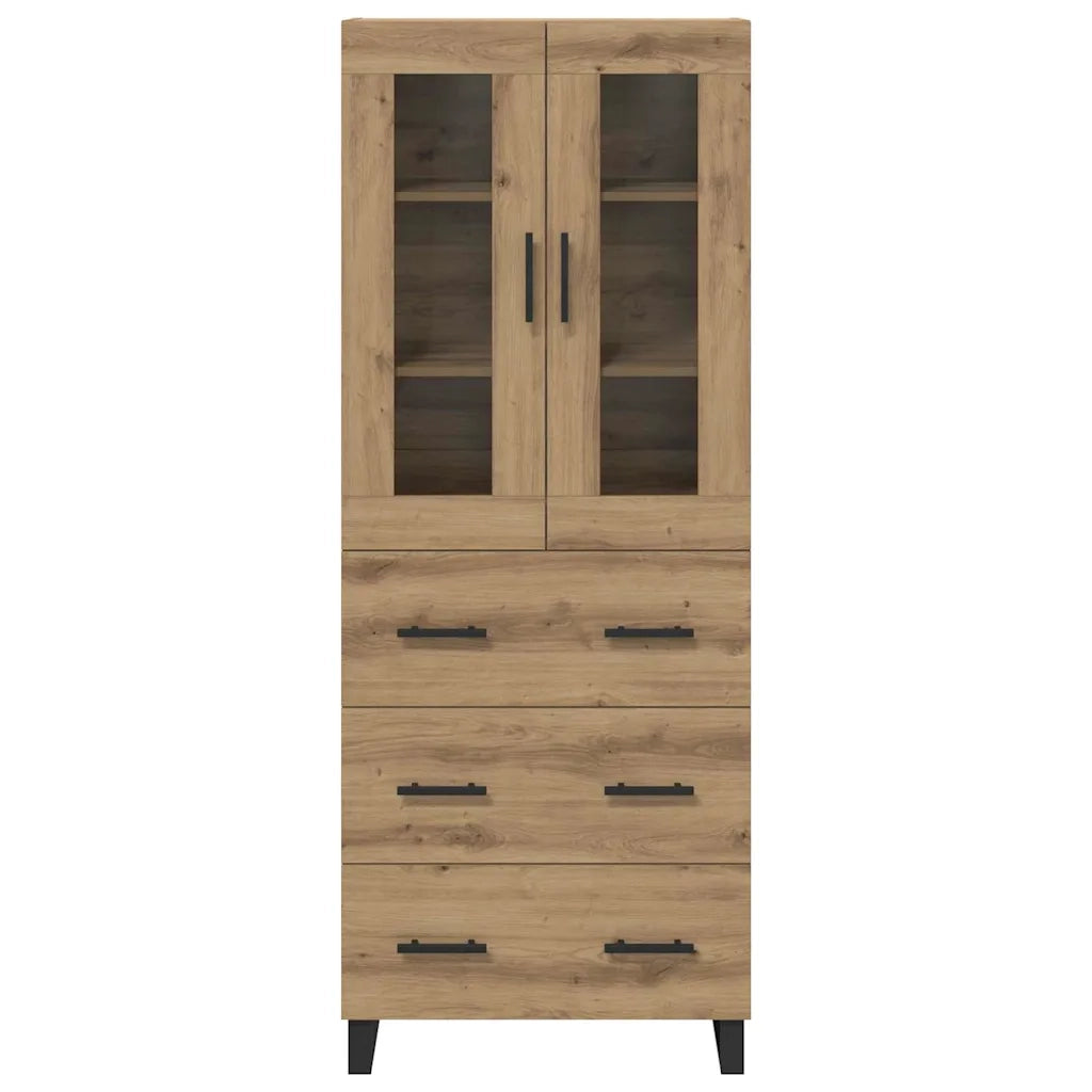 Credenza 2 pz-Set di 2 Buffet-Armadio da cucina Rovere artigianale Legno Stratificato e Vetro 319639