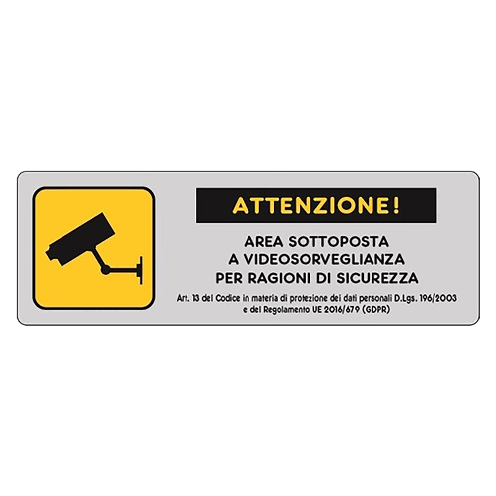 ETICHETTA SEGNALETICA AREA SOTTOPOSTA A VIDEOSORVEGLIANZA telecamer EUROSIGNALS