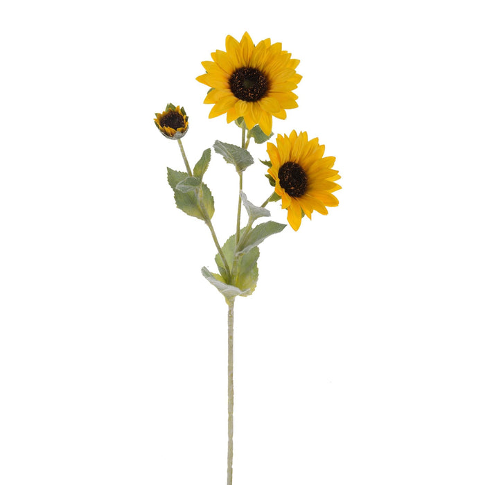 Set 6 Girasoli Artificiali con 3 Fiori Altezza 63,5 cm Giallo