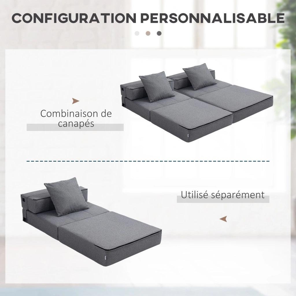 Poltrona letto ¨C Zephmum ¨C Grigio, tessuto, con cuscino