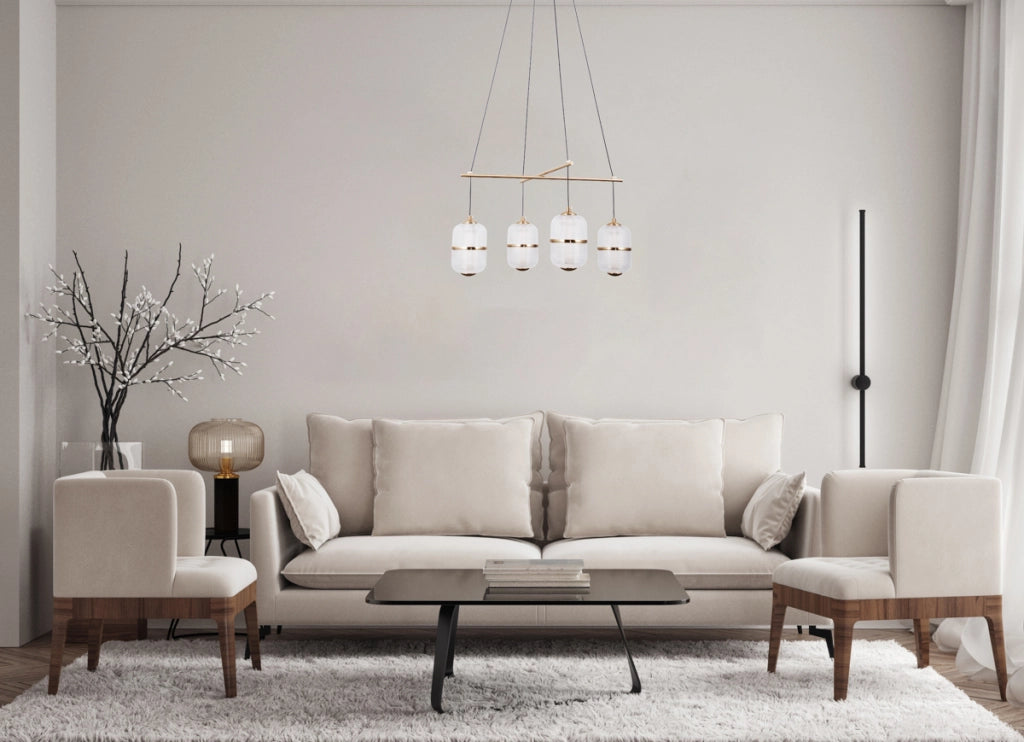 Lampada sospensione ALANI nera oro vetro LED 24W Italux