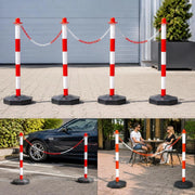 Set Of 4 Bollards And 2 Plastic Chains, Each 10 M Long