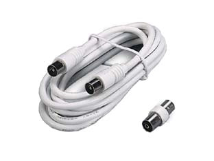 PROLUNGA TV CON CAVO COAX SPINA MASCHIO-FEMMINA + ADATTATORE MASCHIO- - mt.5 bianca 31040 - 5 pezzi FANTON