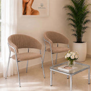 Set da 2 sedie Aurelia in velluto grigio tortora con gambe in ferro cromato