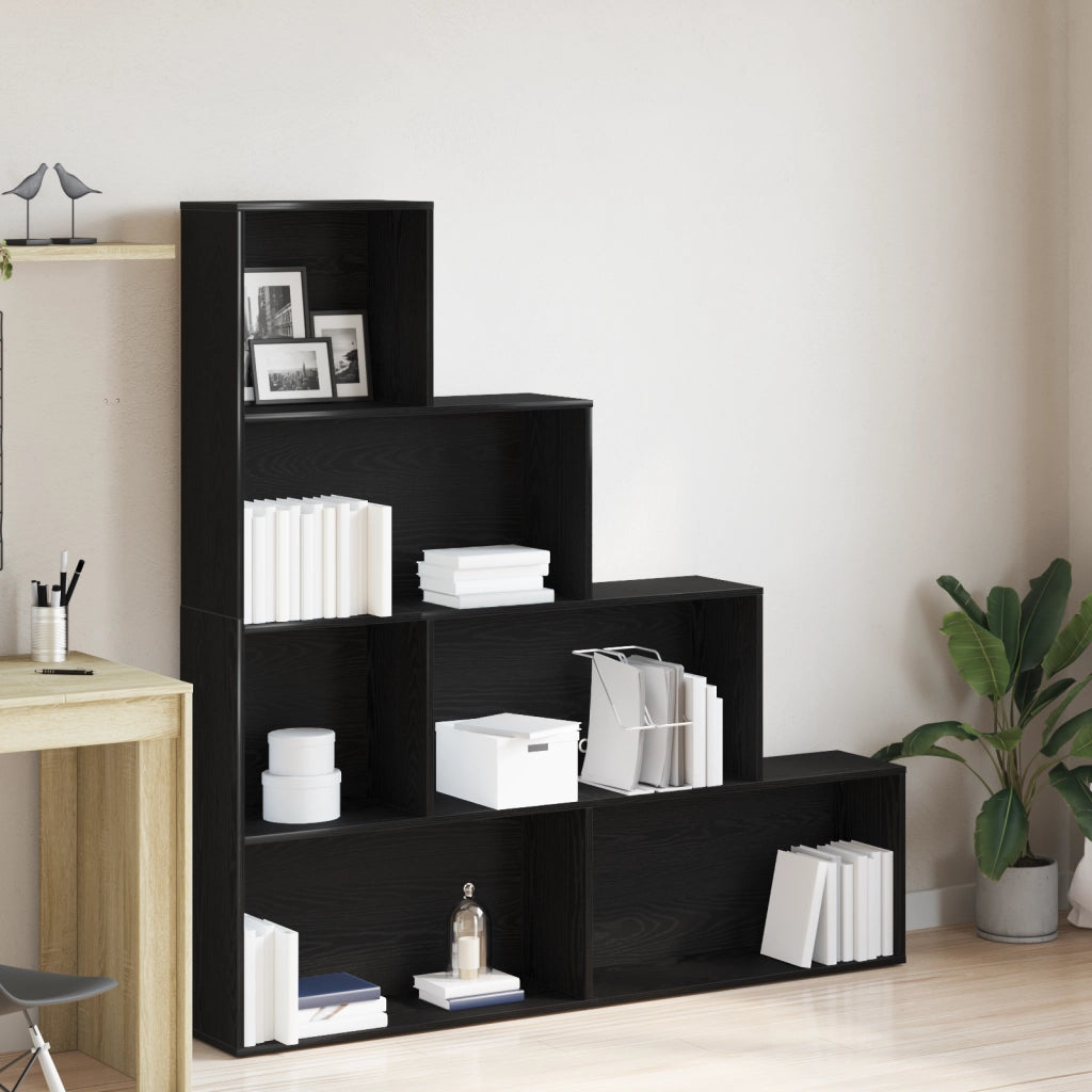 Libreria/Paravento Nero Rovere 155x24x160cm Legno Ingegnerizzato