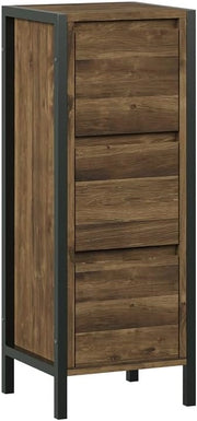 mobiletto bagno Naola, Quercia/nero, 30 x 80 cm con 3 cassetti, per la conservazione di articoli da bagno e asciugamani