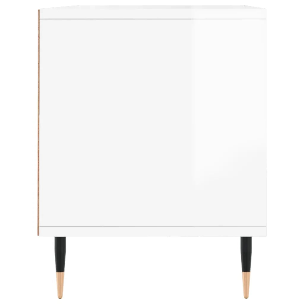 Mobile Porta TV Bianco Lucido 100x34,5x44,5cm Legno Multistrato
