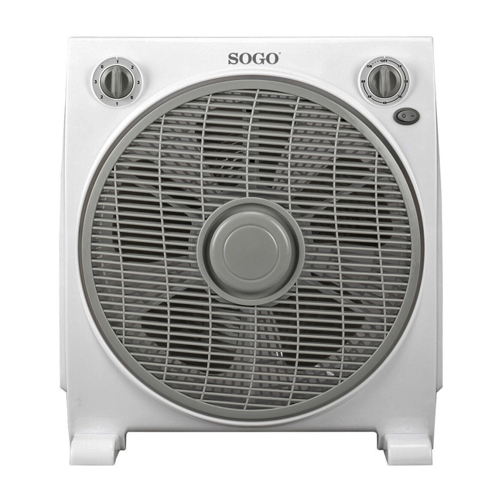 Ventilatore da tavolo box 12 pollici 30cm, 3 velocità 45W, griglia rotante multidirezionale, timer 1h silenzioso - SOGO