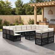 Set Divano da Giardino 13 pz Nero polyrattan 3434401