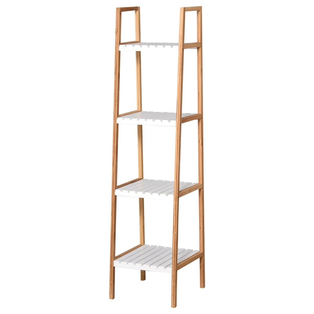 Scaffale a scala bamb¨´ 4 ripiani ¨C Xylo ¨C naturale e bianco 35x36x138,5 cm