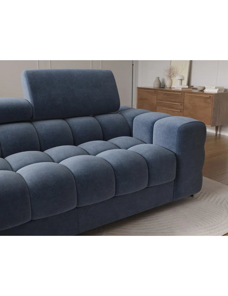 Divano angolare sinistro convertibile Blu design elegante 285x99x181cm FILTRO