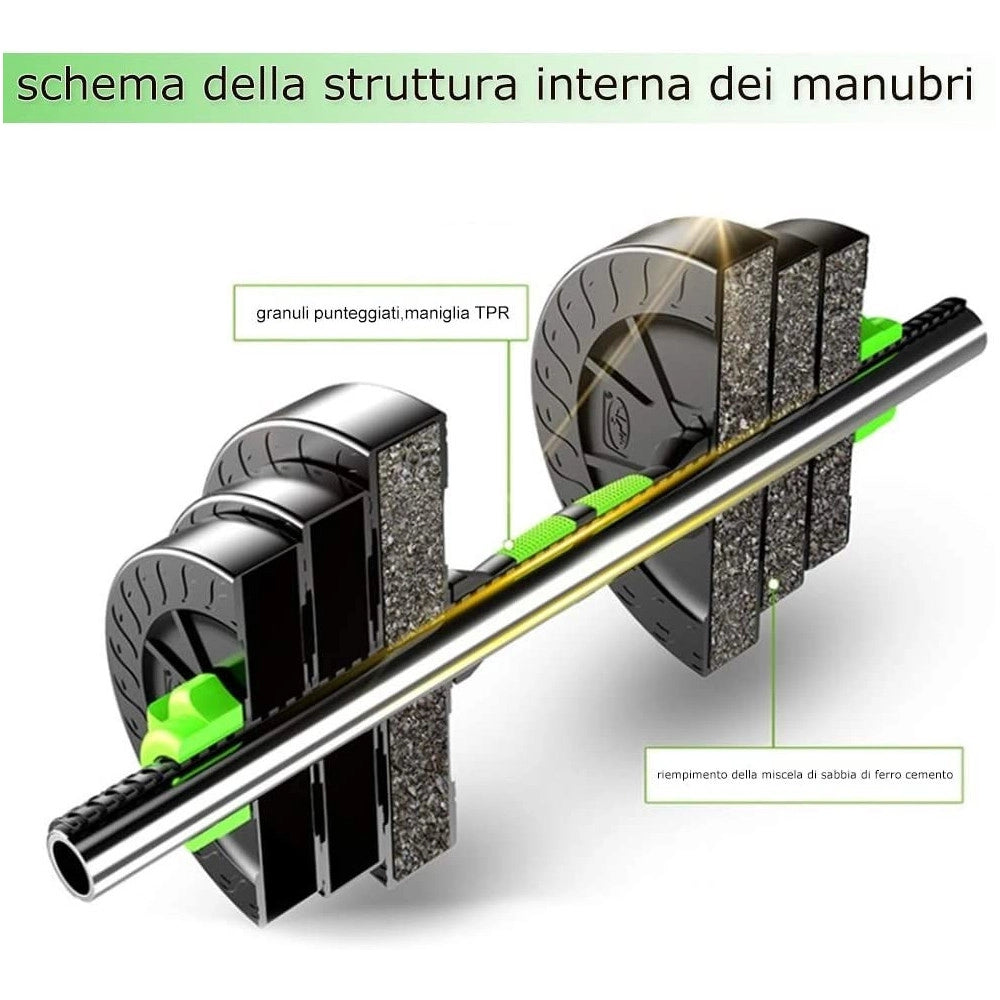 Trade Shop - Kit 2in1 Bilanciere + Manubri Con Pesi Regolabili Componibili Palestra Tot 30 Kg -
