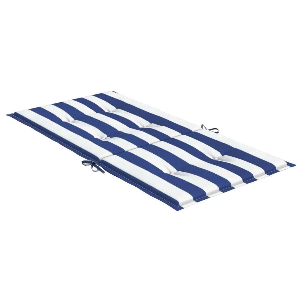 Cuscini Sedia Schienale Basso 2pz Strisce Bianche e Blu Tessuto 361319