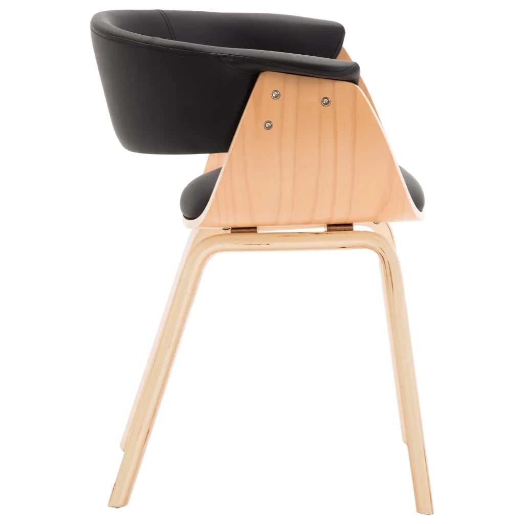 Sedie da Pranzo 2 pz Nere in Legno Piegato e Similpelle cod mxl 19029