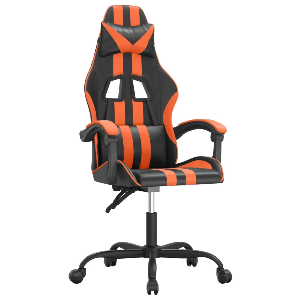 Sedia da Gaming Girevole Nero e Arancione in Similpelle cod mxl 70454