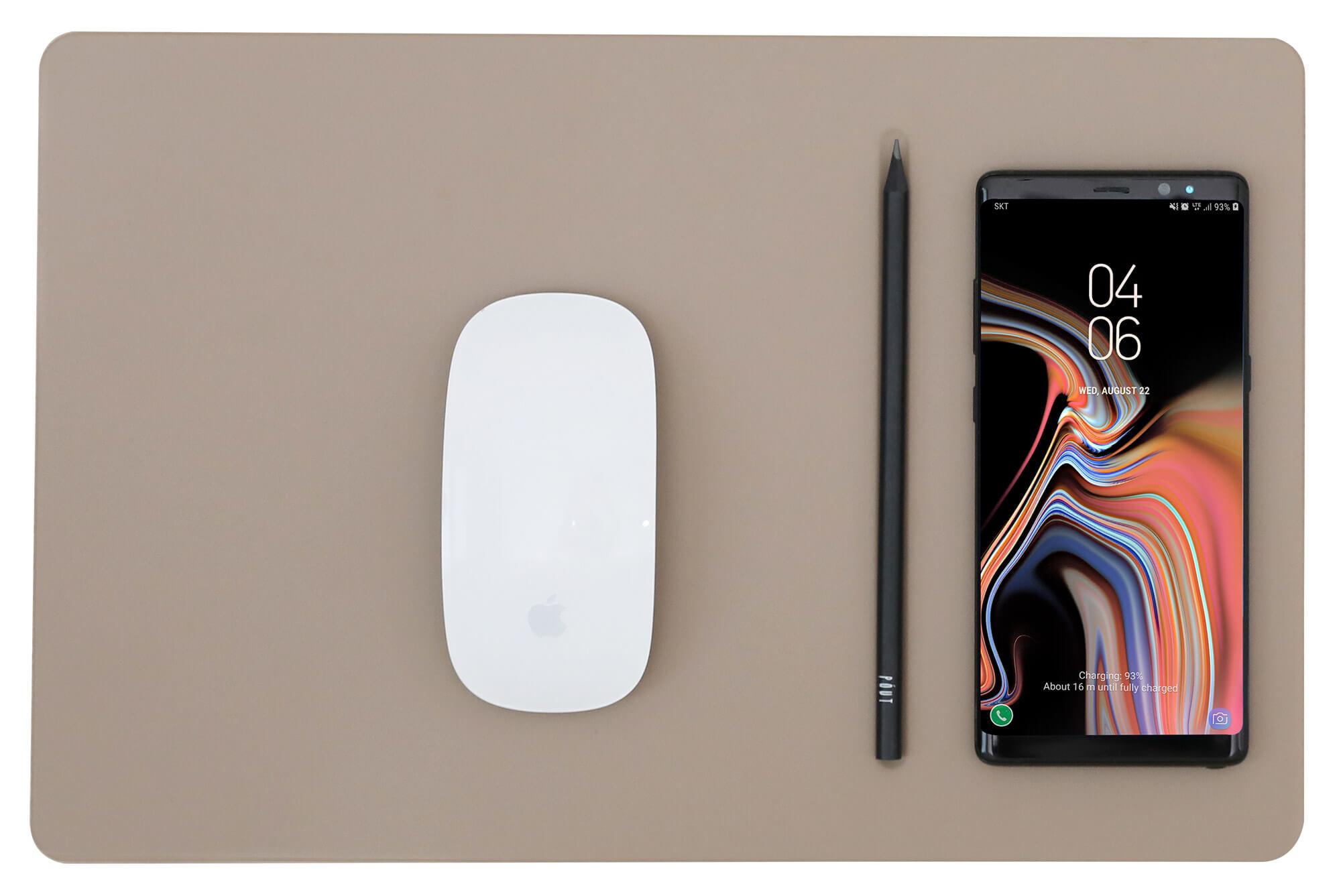 Tappetino per Mouse 34,6x22,5x0,5 cm con Base di Ricarica Wireless Veloce Caffè