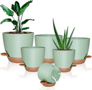 Set di 6 vasi autoirriganti per piante - 13/14/15/16/18/20 cm - Vasi per piante con fori di drenaggio - Per piante da interni, piante grasse e cacti