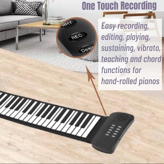 Piano Portatile 61 Tasti Rilevabile Portatile Ricaricabile con Display LED Uscita MIDI Registrazione Accordo Sostenuto Tremolo Ingresso Altoparlante PM61