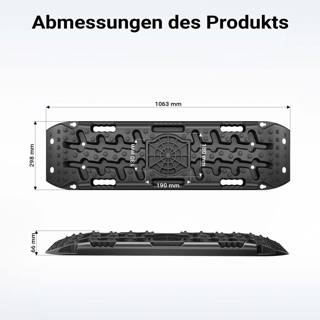 Piastre da sabbia 1063 x 298 x 66 mm, max 10 t, Set di 2 pedane per recupero auto, fuoristrada roulotte, ausilio in caso di neve, sabbia e fango