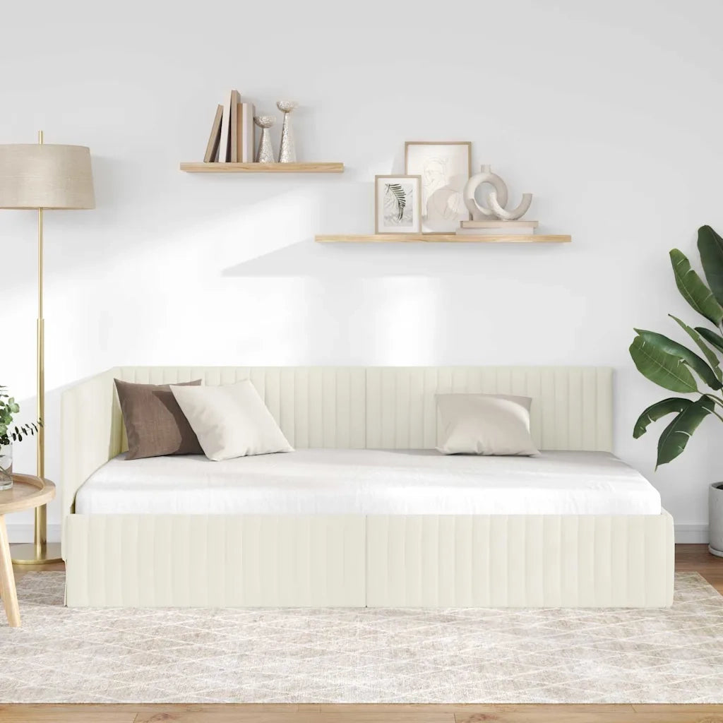 Cornice del letto ad angolo Crema 100 cm x 200 cm Velluto 42016283