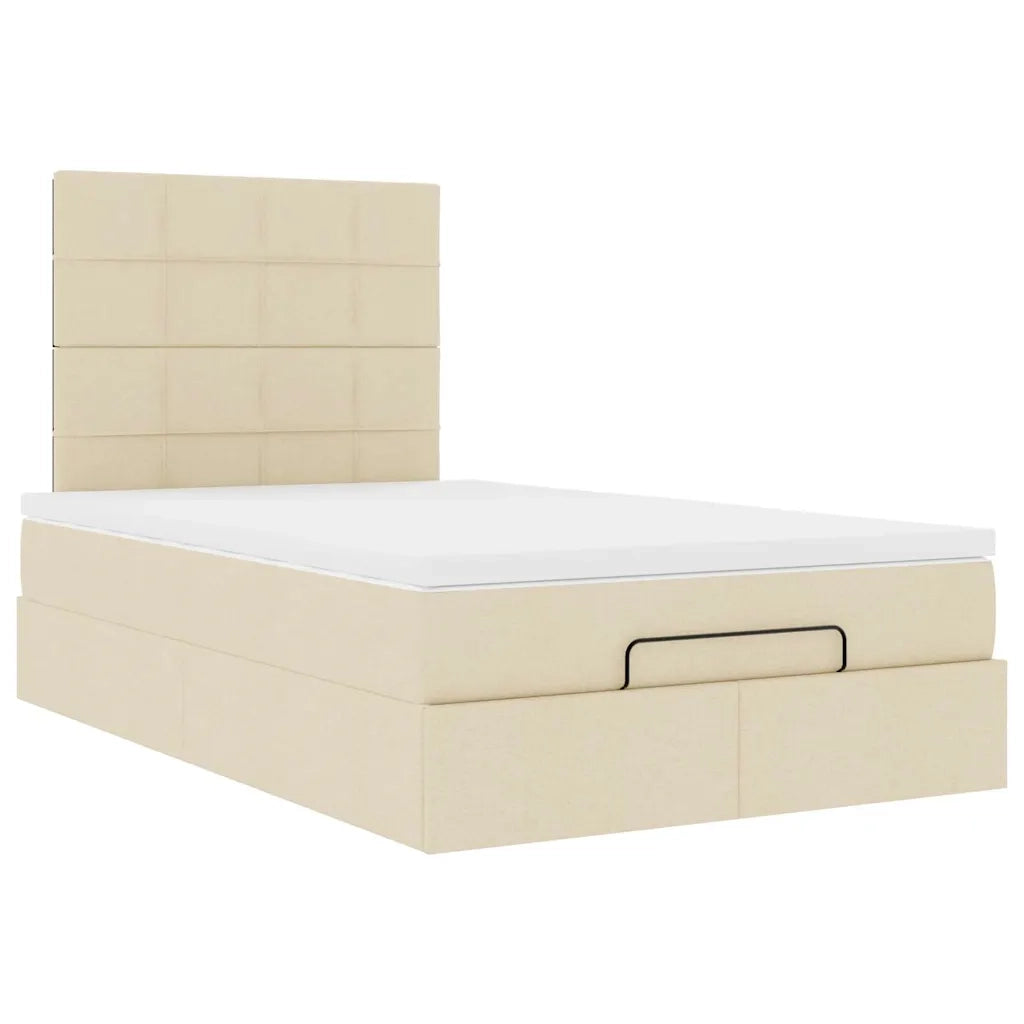 vidaXL Struttura Letto Pouf con Materasso Crema 120x200 cm in Tessuto